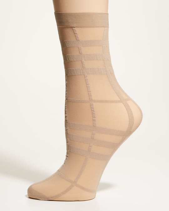 Check Sheer Ankle Socks