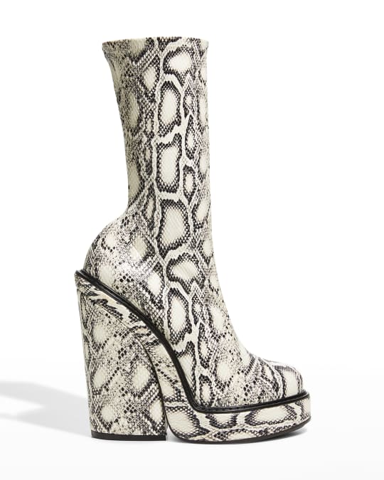 Givenchy Snake-Print Wedge Platform Booties | Neiman Marcus