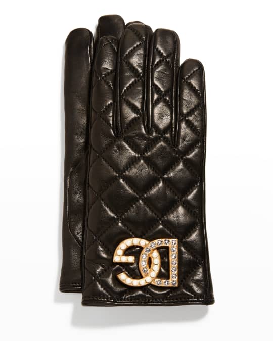Dolce&Gabbana DG Quilted Napa Swarovski Crystal Gloves | Neiman Marcus