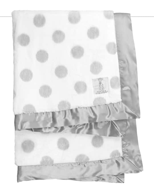 Little Giraffe Luxe Dream Dot Baby Blanket w/ Satin Border, Silver