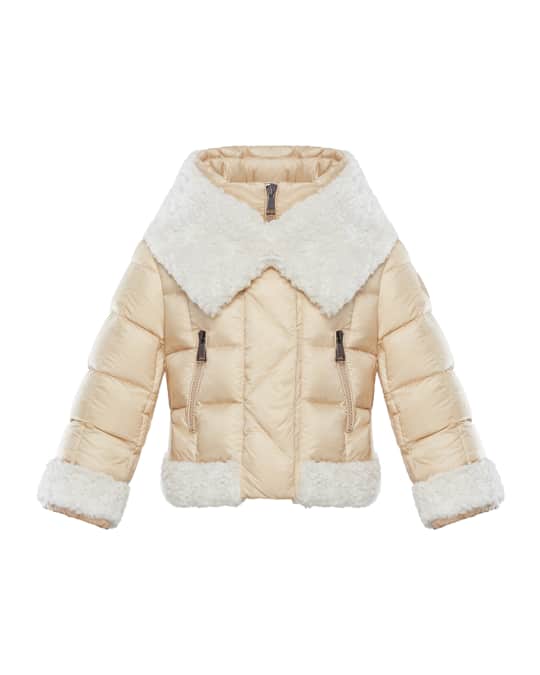 Moncler Girl's Damila Quilted Jacket w/ Faux Fur Trim, Size 8-14 ...