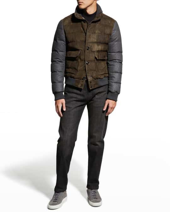 Mens suede store puffer jacket