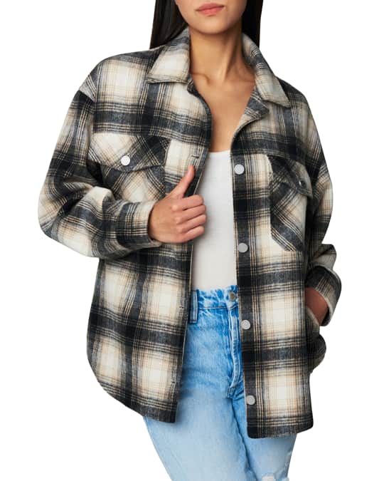 Blank NYC Checked Out Plaid Shirt Jacket Neiman Marcus