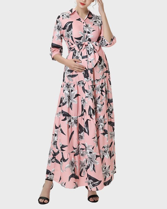 Maternity Cora Floral Button Front Maxi Dress