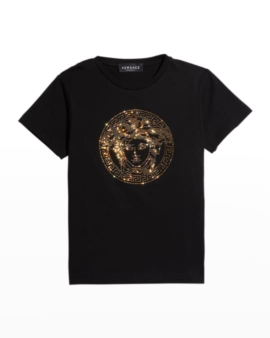 Versace Girl's Embellished Medusa Logo T-Shirt, Size 4-6 | Neiman Marcus