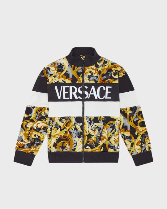 Versace Boy's Logo Barocco-Print Jacket, Size 4-6 | Neiman Marcus