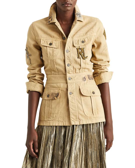 Ralph Lauren Collection Bacall Safari Jacket w/ Iconic Patch Applique |  Neiman Marcus