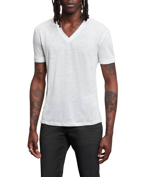 John Varvatos Men's VNeck Linen TShirt Neiman Marcus