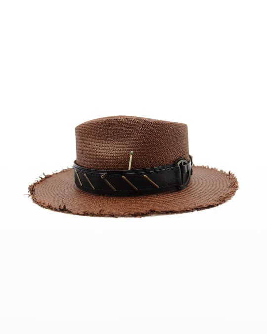 Nick Fouguet　 ニックフーケ　パナマハット Nick Fouquet Frayed Straw Panama Hat with Matchstick Accents