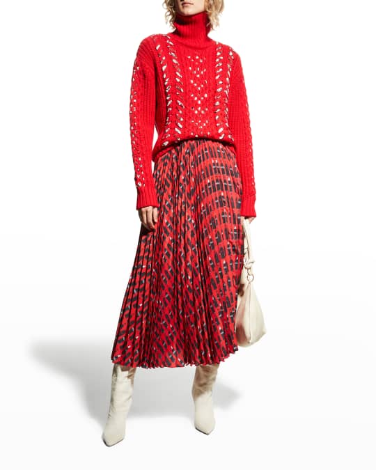  Coca Cola Bottle-Print Pleated Skirt