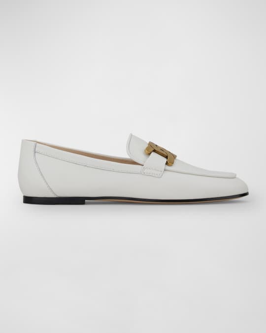 Tod's Kate Chain Calfskin Flat Loafers | Neiman Marcus
