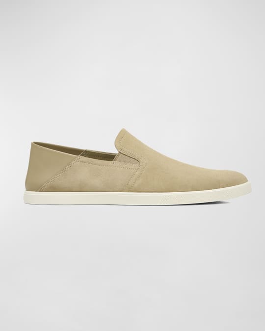 Vince Men s Sanders Suede Leather Slip On Sneakers Natural