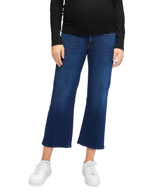 7 for all mankind Maternity Alexa Cropped Wide-Leg Jeans | Neiman Marcus