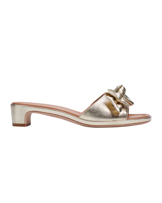 kate spade new york lilah metallic knotted bow slide sandals | Neiman ...