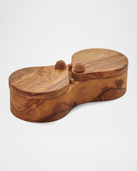 Olive Wood Double Salt Keeper