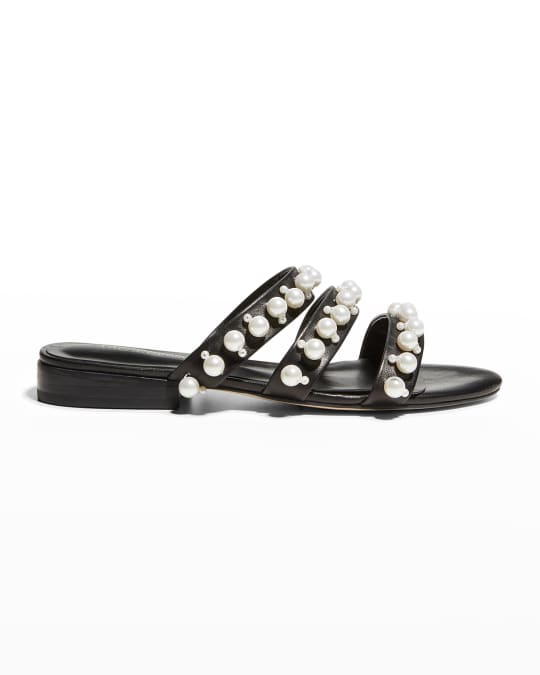 Allegra James Crosby Pearly Caged Flat Sandals | Neiman Marcus