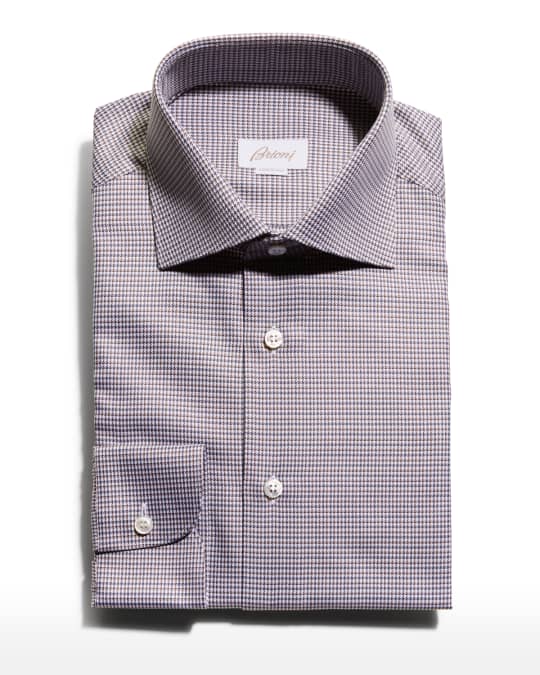 Brioni Men's Houndstooth Dress Shirt Neiman Marcus