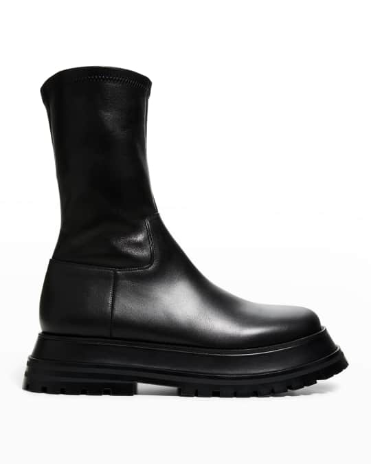Burberry Hurr Stretch Leather Tall Moto Boots Neiman Marcus