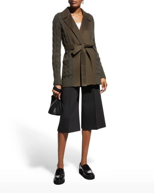 Double Face Cashmere Cable Knit Coat