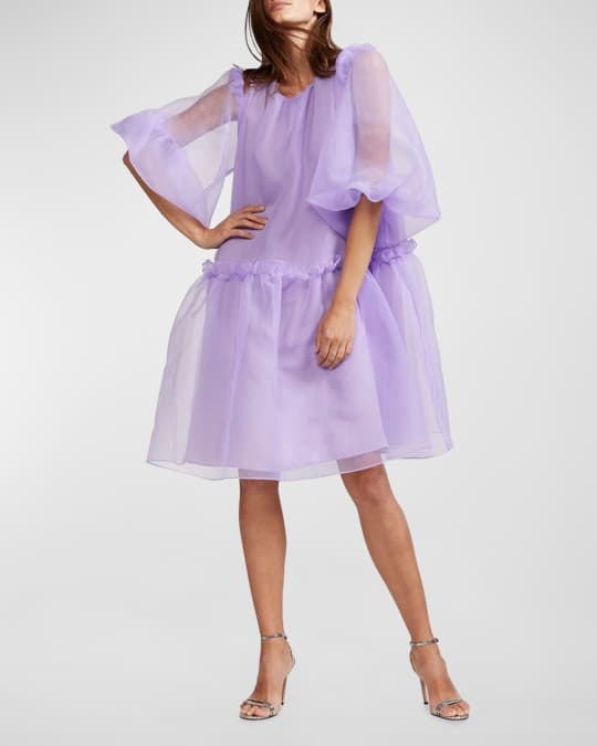 Cynthia Rowley Tallulah Puff-Sleeve Organza Dress | Neiman Marcus