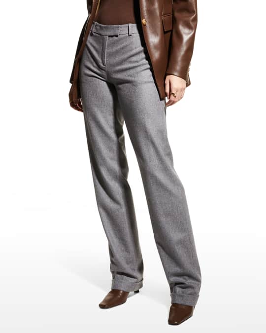 Michael Kors Collection Women’s Grey Linen Cropped Cuffed Trousers Pants Size 8