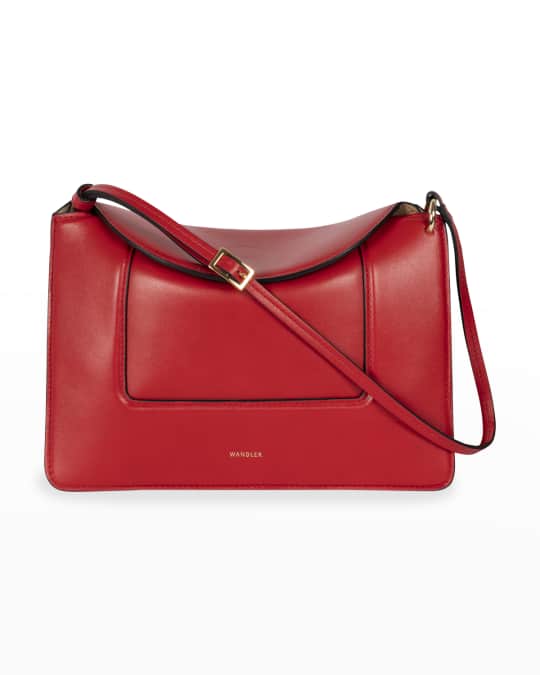 Wandler Penelope Italian Leather Flap Shoulder Bag, Lipstick | Neiman ...