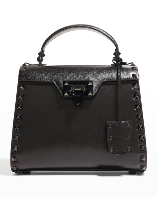 Valentino Garavani Black Rockstud Alcove Top Handle Bag