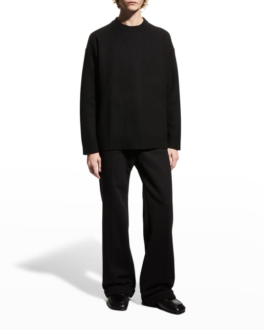 Jil Sander Men's Boiled Wool High-Low Crew-Neck Sweater | Neiman Marcus
