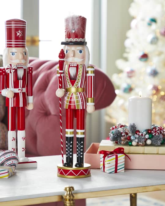 Jim Marvin Wooden Candy Cane Nutcracker, 18" Neiman Marcus