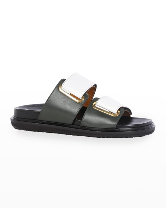 Marni Fussbett Bicolor Leather Slide Sandals | Neiman Marcus