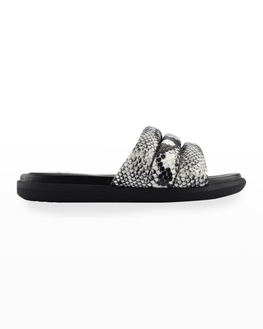Marc Fisher LTD Yessy Snake Print Leather Slide Sandals Neiman