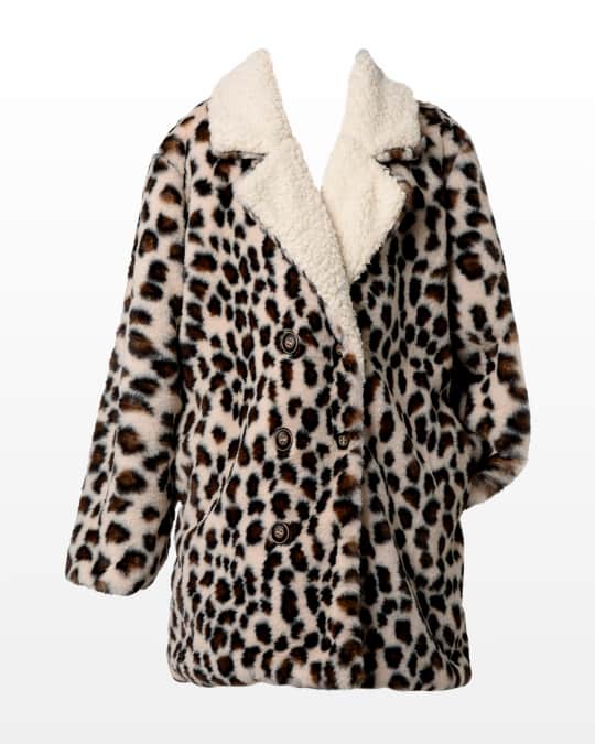 Girl s Leopard Print Faux Fur Jacket Size 4 6X