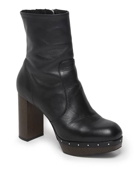 Thea Leather Zip Platform Booties