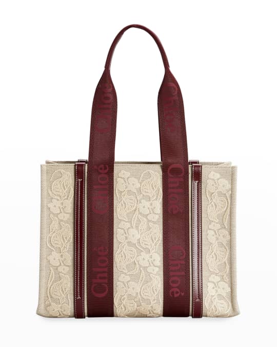 Chloe Woody Medium Embroidered Logo Tote Bag Neiman Marcus