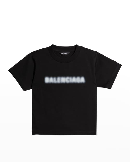 Balenciaga Kid's Blurred Copyright Logo T-Shirt, Size 2-10