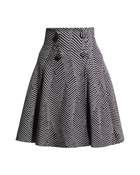Striped Double-Breasted Knit Skirt
