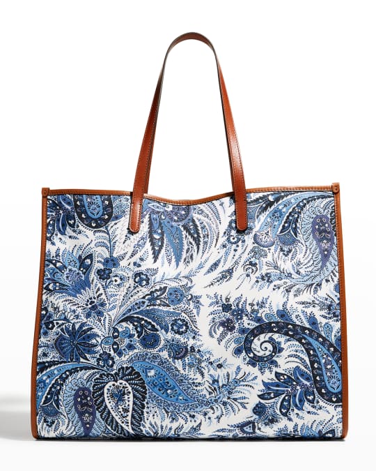 ETRO Paisley Print Cotton Tote Bag Light Blue Male 01
