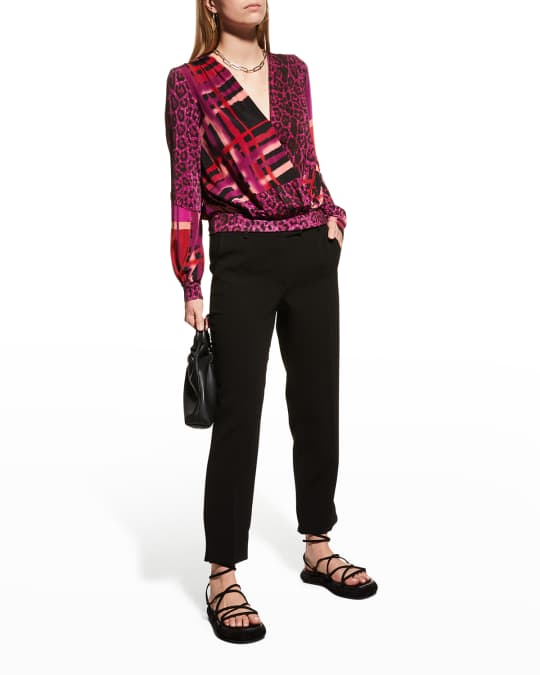 Fuzzi Mixed Print Long Sleeve Top Neiman Marcus