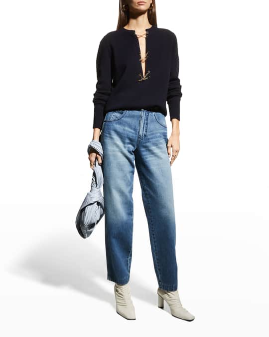 Victoria Beckham Cross-Chain Tunic Sweater | Neiman Marcus