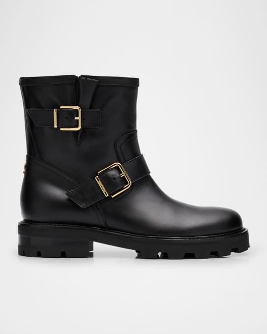 Jimmy Choo Youth II Leather Short Biker Boots | Neiman Marcus