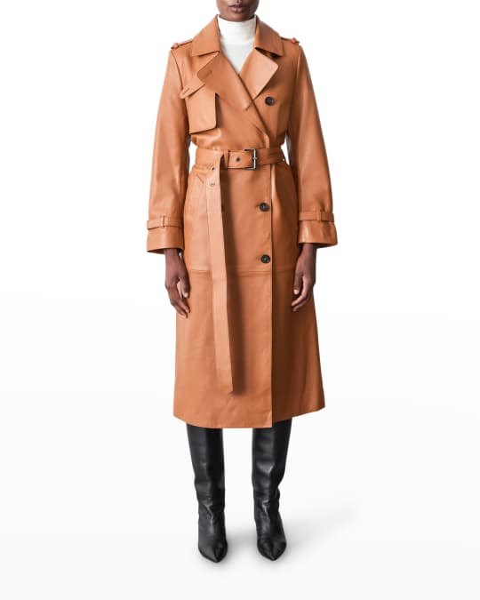 Mackage Gael Long Leather Trench Coat With Belt | Neiman Marcus