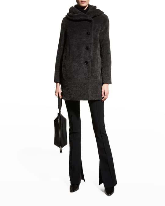 Sofia Cashmere Alpaca Wool Clipped Boucle Cocoon Coat Neiman Marcus