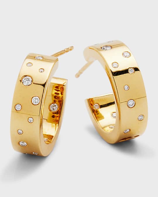 64 Facets Stardust 18K Yellow Gold Diamond Small Hoop Earrings