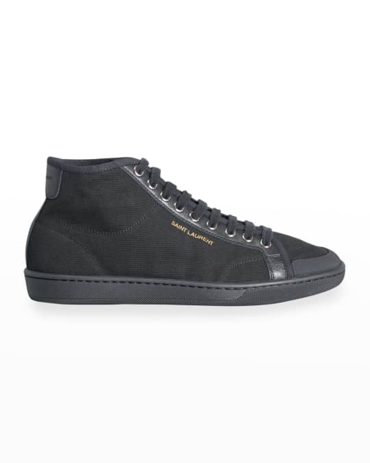 Saint Laurent Canvas Mid-Top Court Sneakers | Neiman Marcus