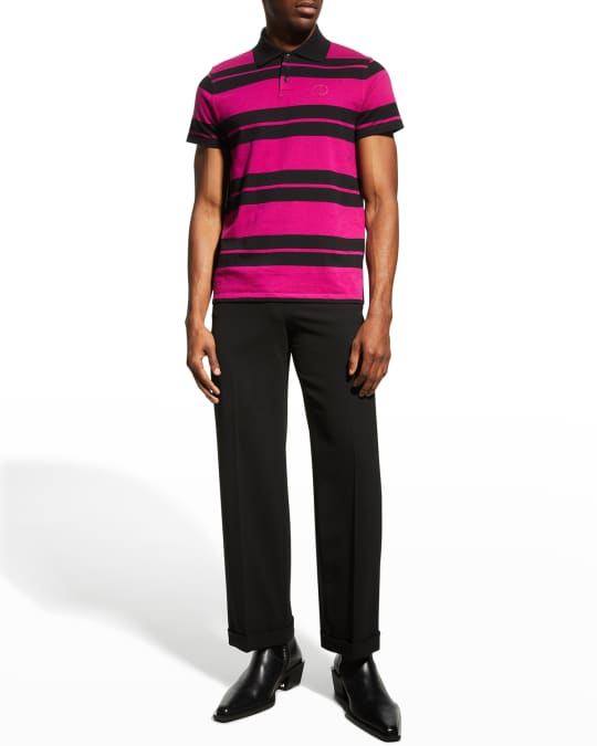 Saint Laurent Men s YSL Striped Pique Polo Shirt Neiman Marcus