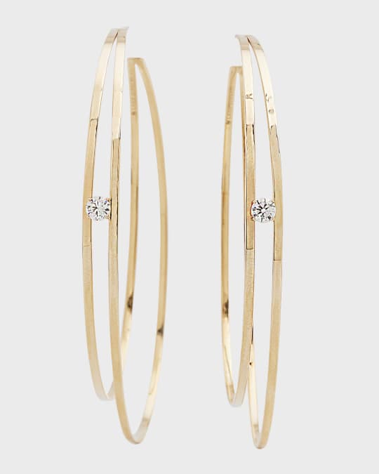 LANA 14K Yellow Gold Double Hoop Earrings with Diamonds Neiman Marcus