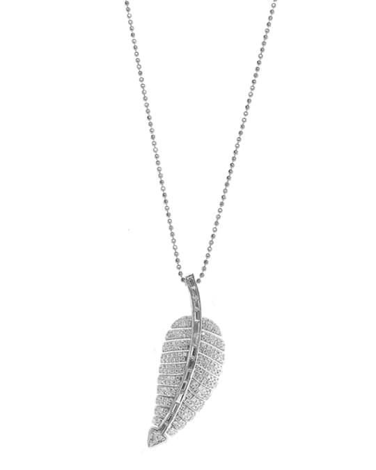 White Gold Diamond Leaf Necklace