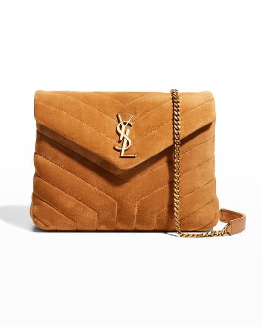 SAINT LAURENT Linen Y Quilted Monogram Small Loulou Chain Satchel