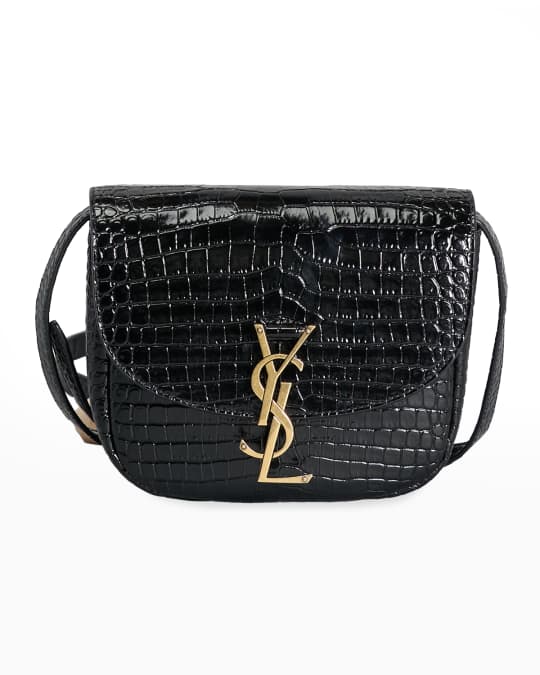 Saint Laurent Kaia Medium YSL Croc-Embossed Satchel Bag