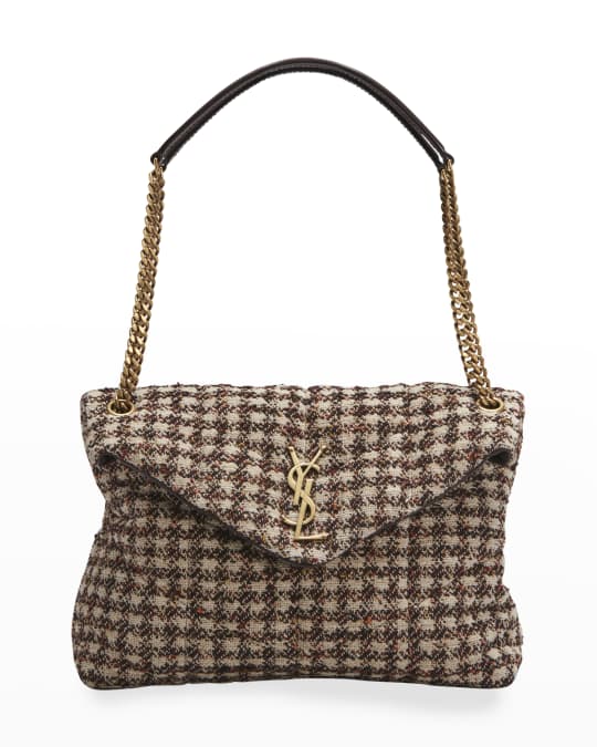 Saint Laurent YSL Puffer Houndstooth Tweed Shoulder Bag Neiman